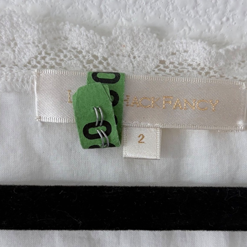 LoveShackFancy White Cotton Lace Maxi Dress Short Puff Sleeve V-Neck Size 2 - Picture 3 of 9